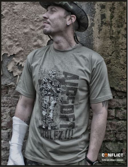 Tričko Airsoft rulez khaki 4XL